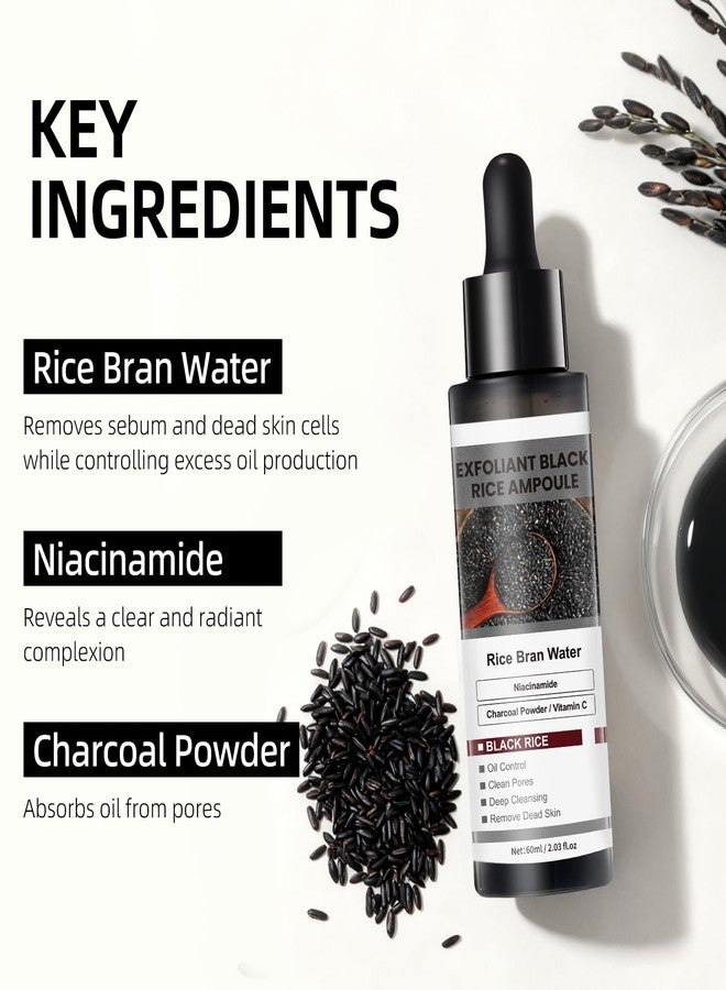 YAFUSIPE Black Rice Exfoliant & Body Scrub - Rice Peel Shot Glow Ampoule, 60ml Daily Face & Body Chemical Peel, Blackhead Remover & Pore Cleaner for All Skin Types, Dead Skin Removal - Image 5